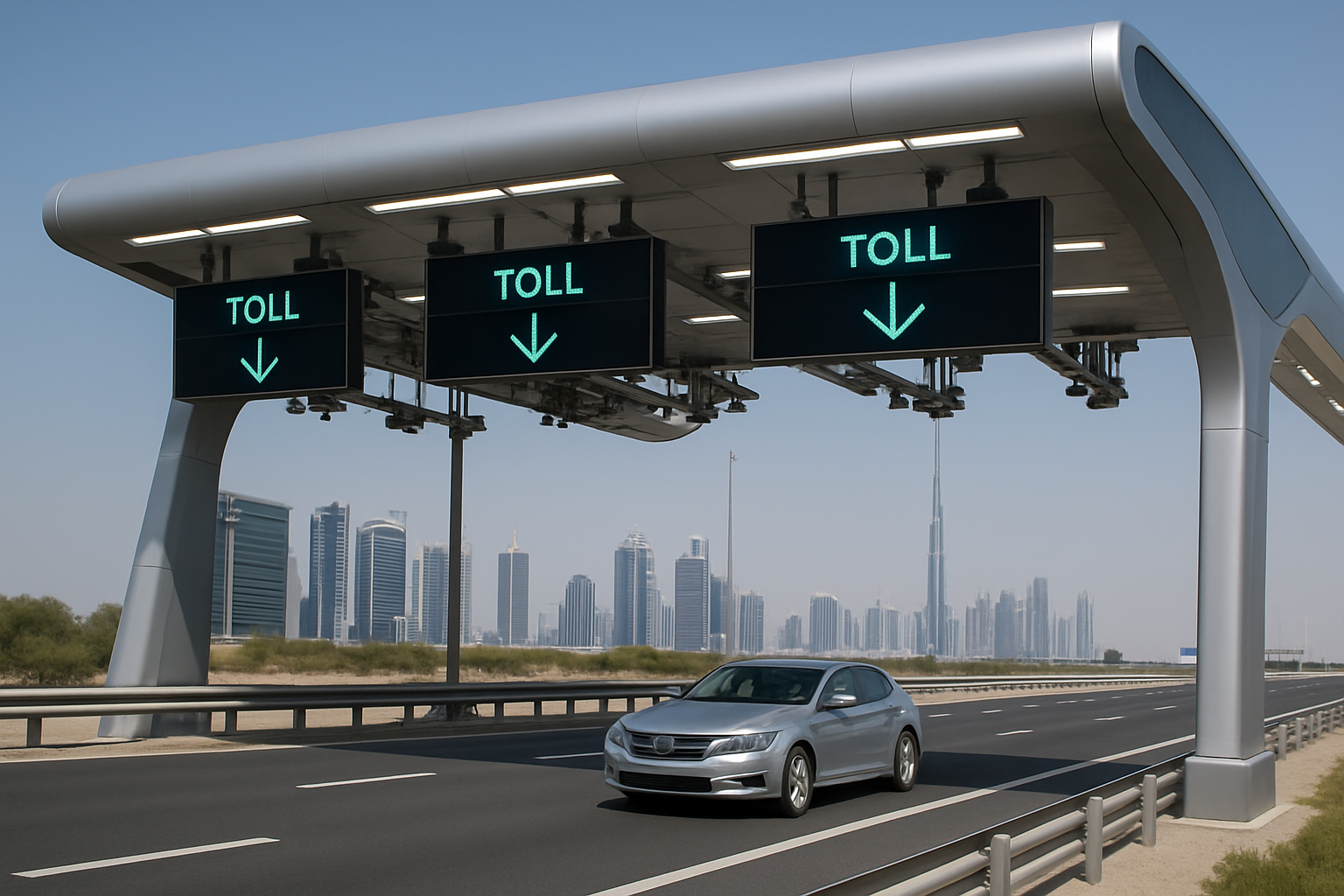 Advanced toll gate technology on Dubai highway