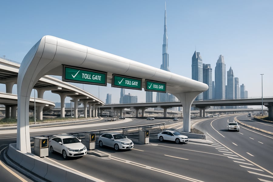Modern toll road infrastructure in Dubai