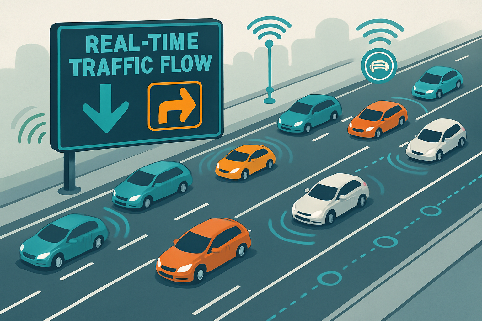 Real-time traffic flow managed by smart road solutions